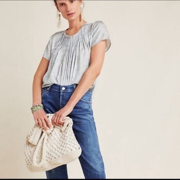 NWT Anthropologie Dolan snakeskin pleat swing top - Picture 2 of 9